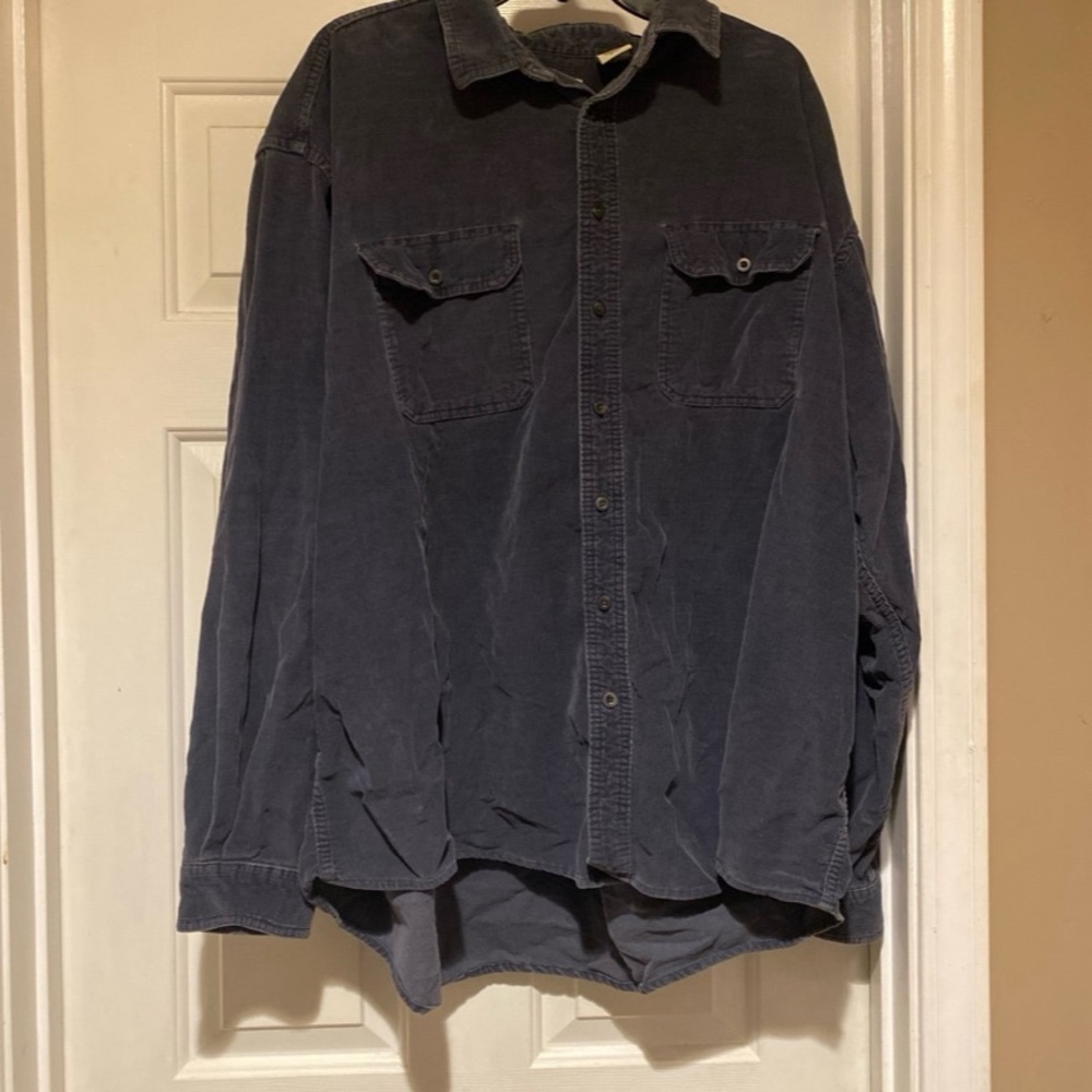 L.L. Bean Corduroy Black Button Down Shirt Men’s Size XXL